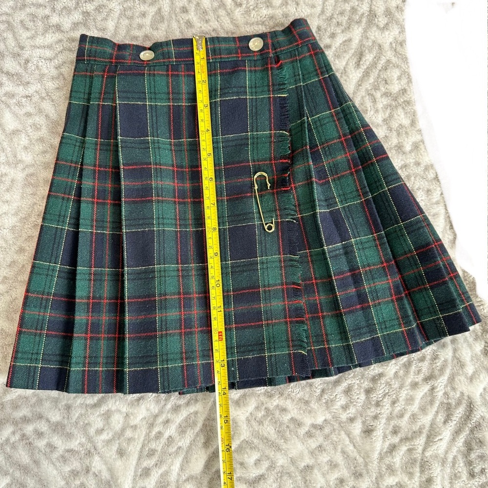 ✨Vintage RARE✨ Mini Plaid Tartan Skirt Girls size 5 BLUE GREEN RED School Girl - Picture 12 of 13